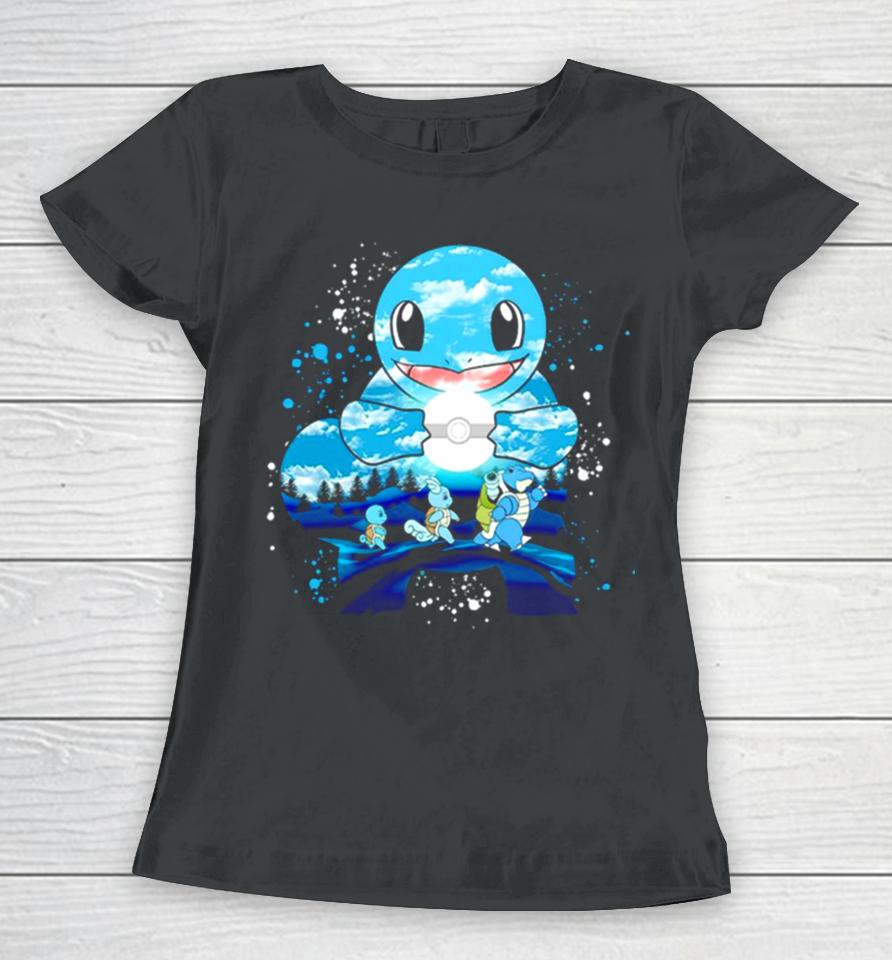 Squirtle Wartortle And Blastoise Water Evolution Painting Women T-Shirt