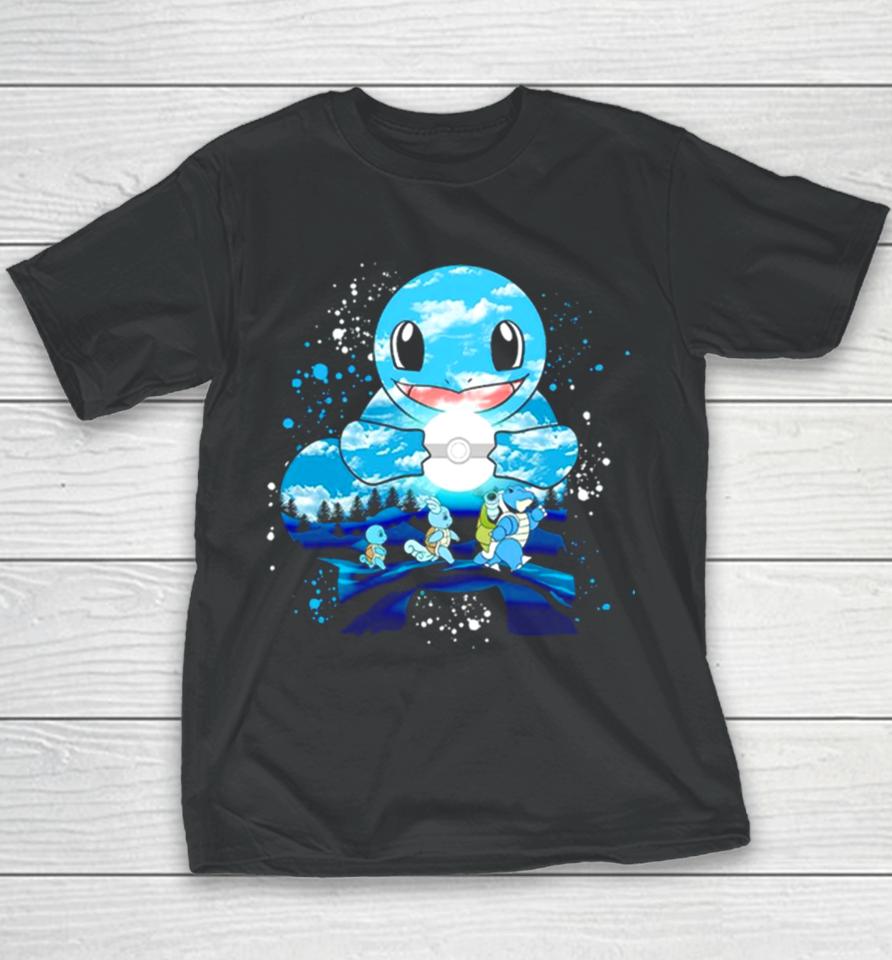 Squirtle Wartortle And Blastoise Water Evolution Painting Youth T-Shirt