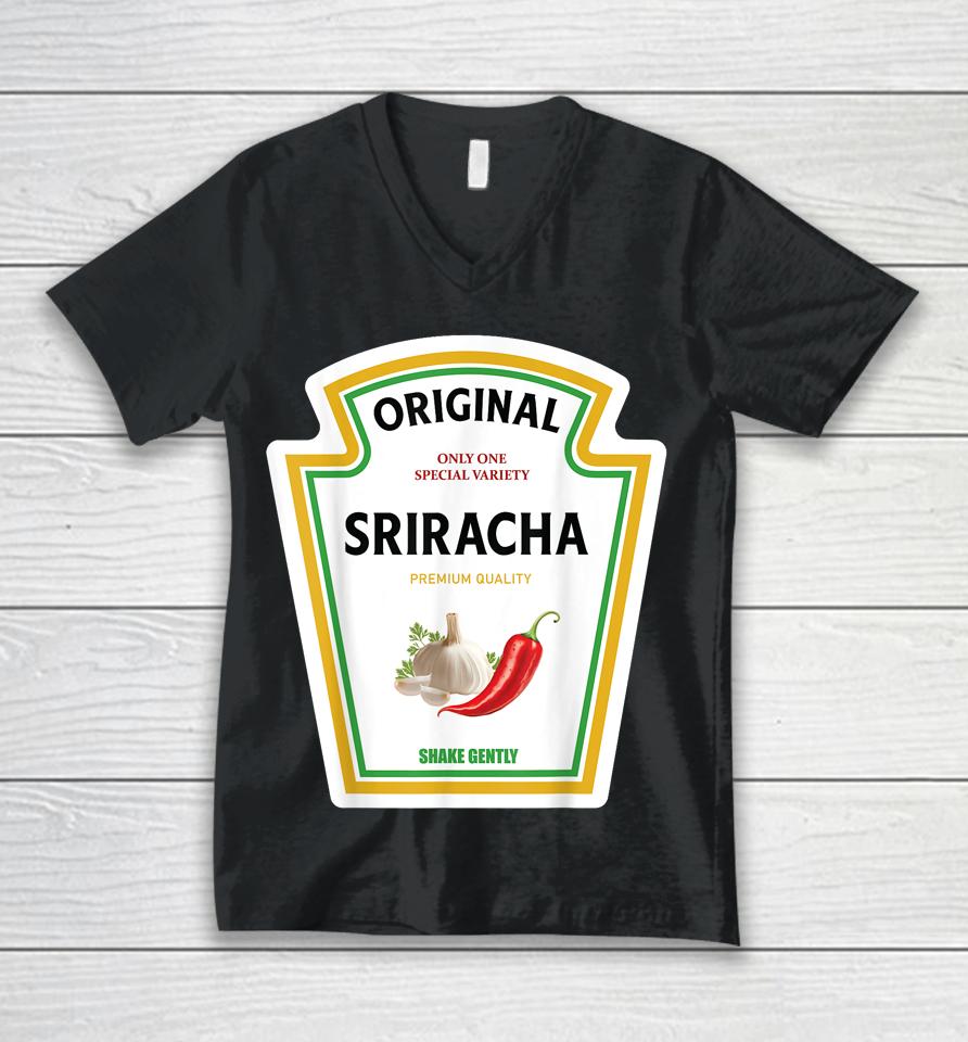 Sriracha Sauce Halloween 2023 Costume Family Mustard Ketchup Unisex V-Neck T-Shirt