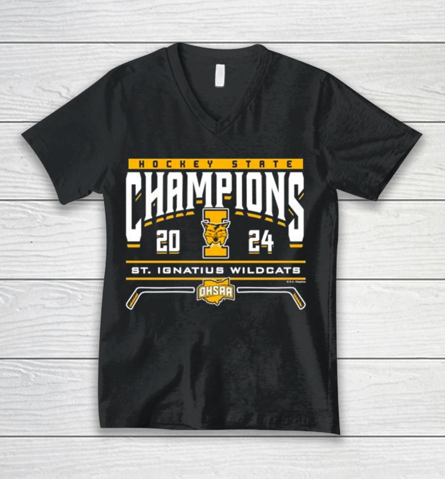 St. Ignatius Wildcats 2024 Ohsaa Hockey State Champions Unisex V-Neck T-Shirt