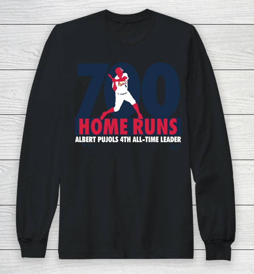 St Louis Cardinals Albert Pujols Red 700Th Home Run Milestone Long Sleeve T-Shirt