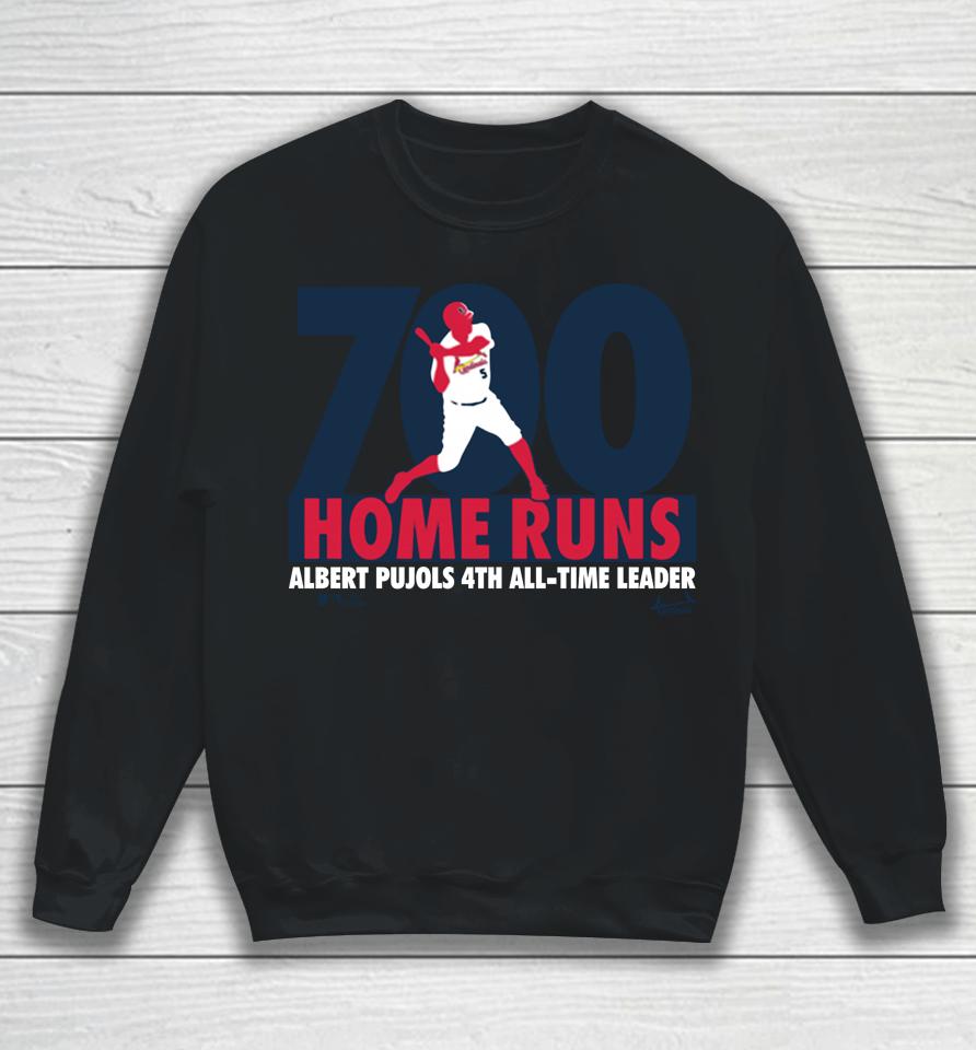 St Louis Cardinals Albert Pujols Red 700Th Home Run Milestone Sweatshirt