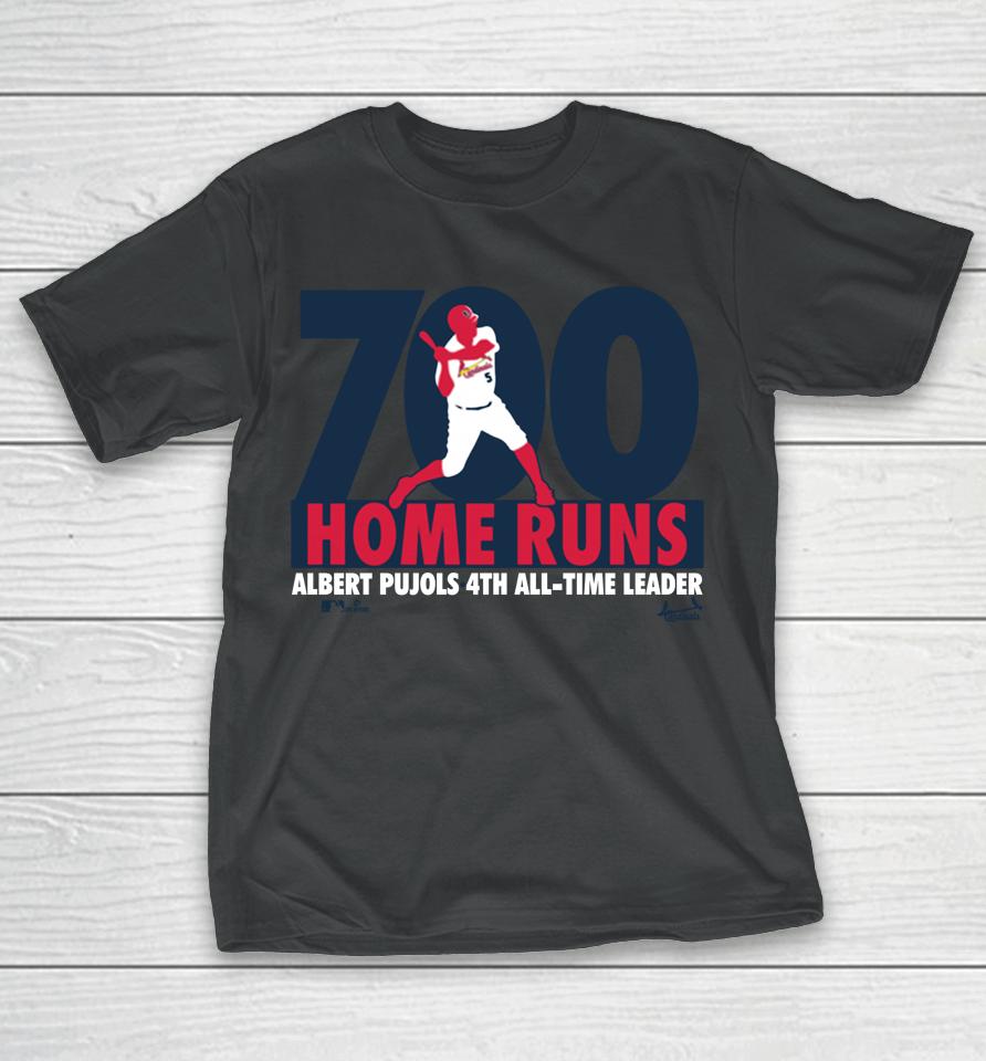 St Louis Cardinals Albert Pujols Red 700Th Home Run Milestone T-Shirt