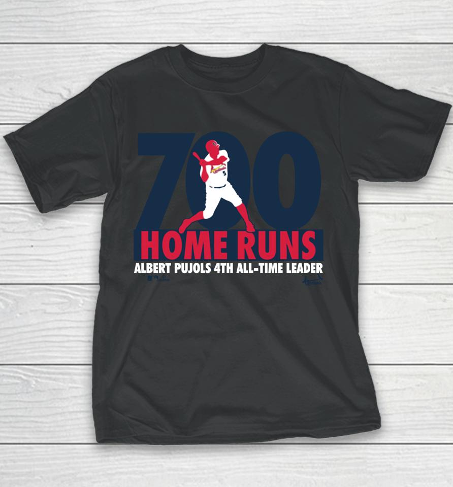 St Louis Cardinals Albert Pujols Red 700Th Home Run Milestone Youth T-Shirt