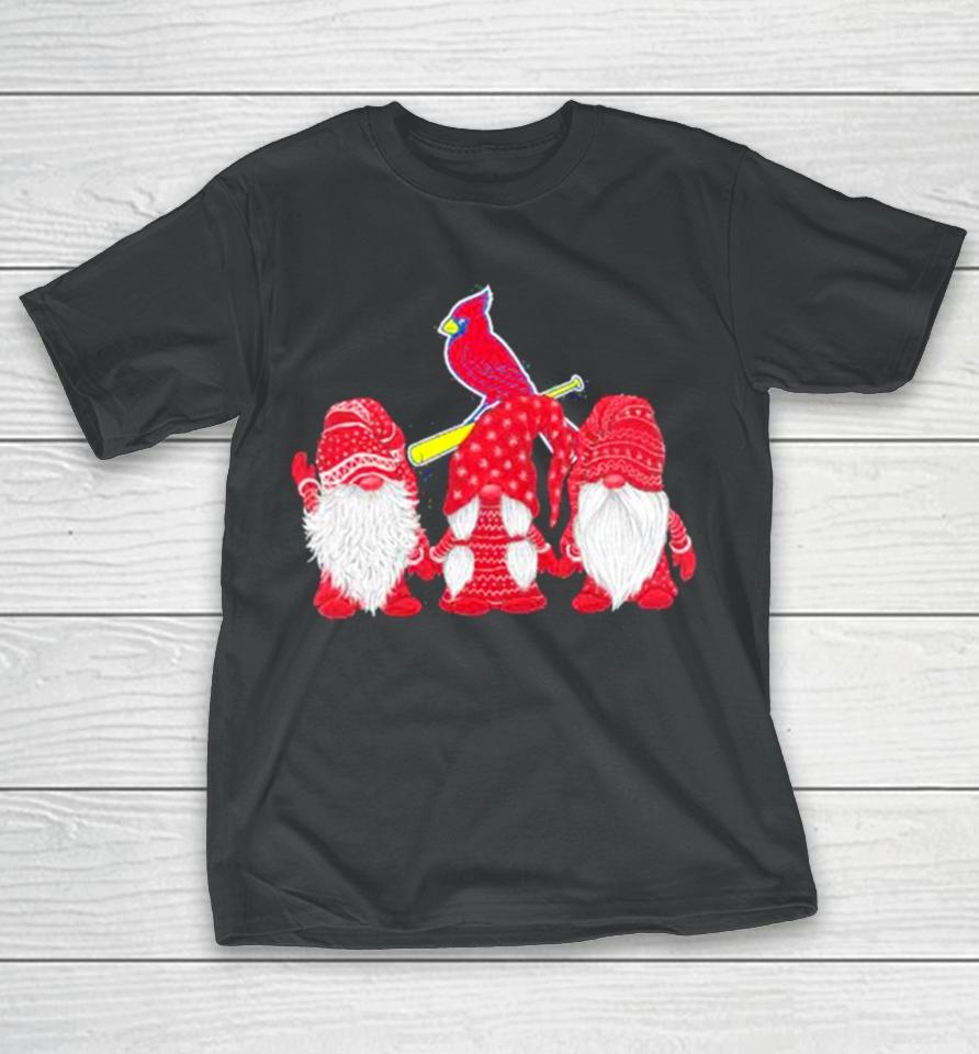 St Louis Cardinals Gnomes Merry Christmas T-Shirt