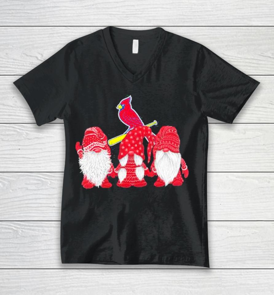 St Louis Cardinals Gnomes Merry Christmas Unisex V-Neck T-Shirt