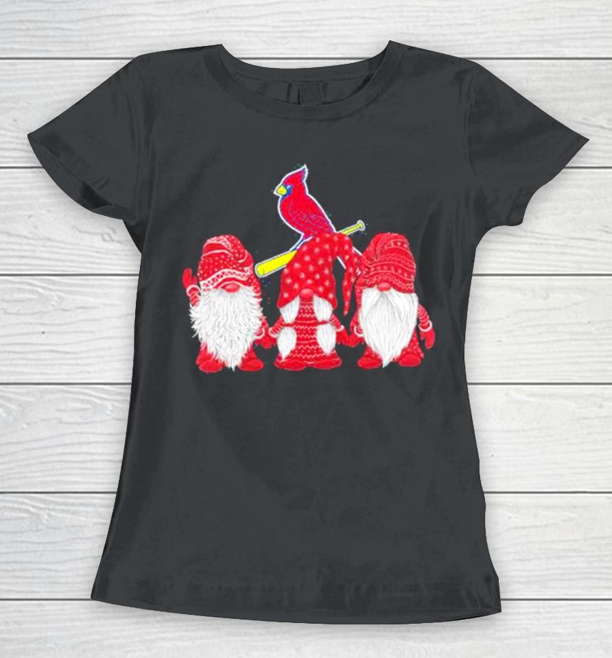 St Louis Cardinals Gnomes Merry Christmas Women T-Shirt