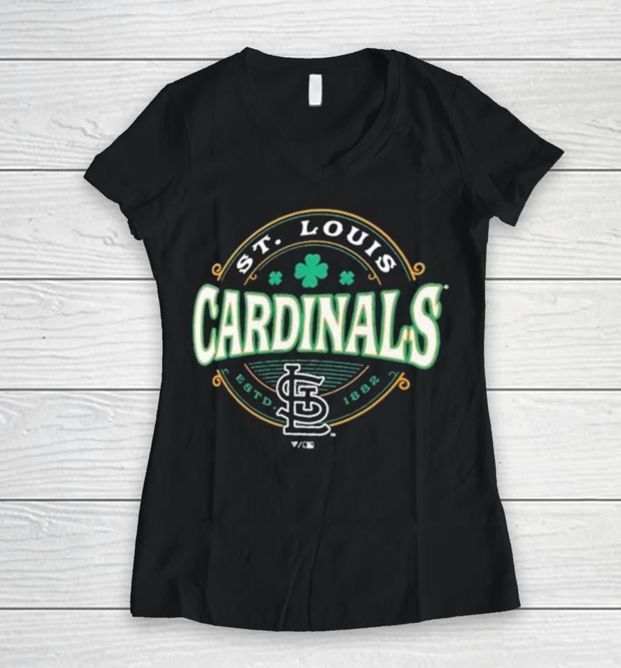 St. Louis Cardinals St. Patrick’s Day Lucky 2024 Women V-Neck T-Shirt