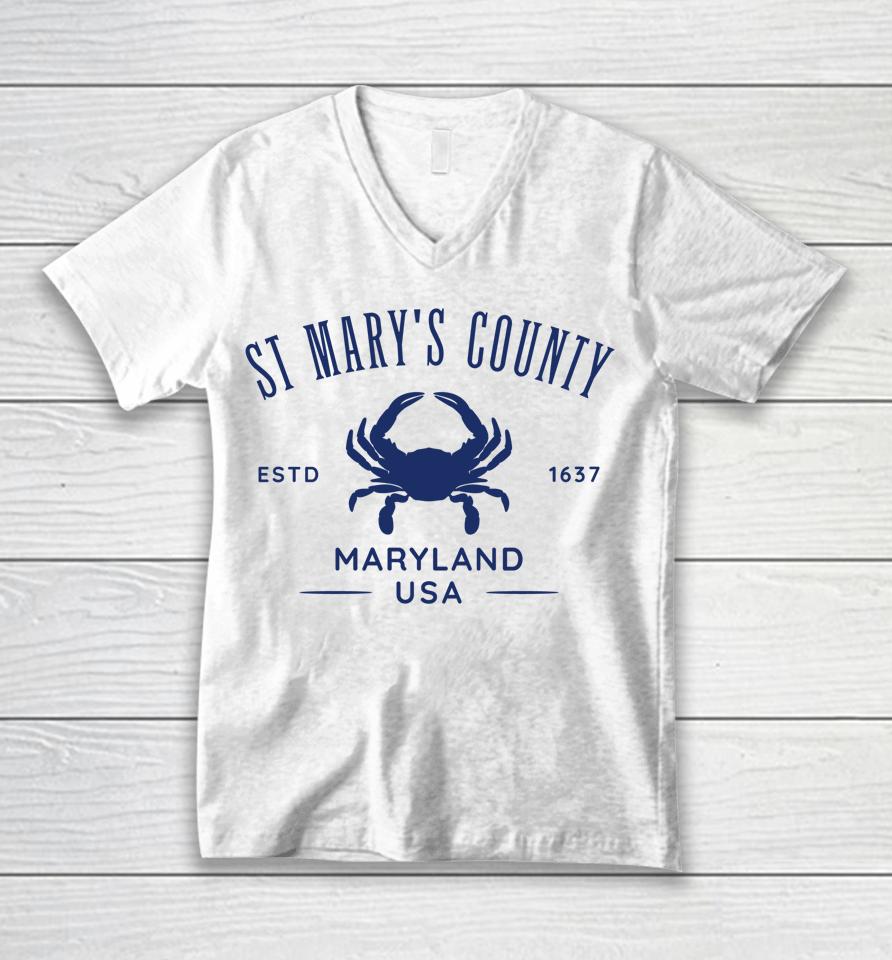 St Mary's County In Southern Maryland Est 1637 Unisex V-Neck T-Shirt