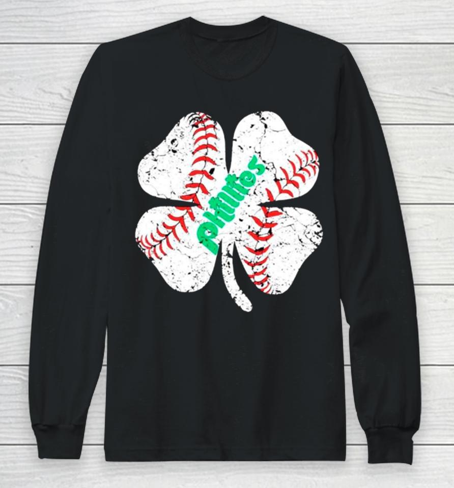 St Patricks Day Baseball Shamrock Phillies Long Sleeve T-Shirt