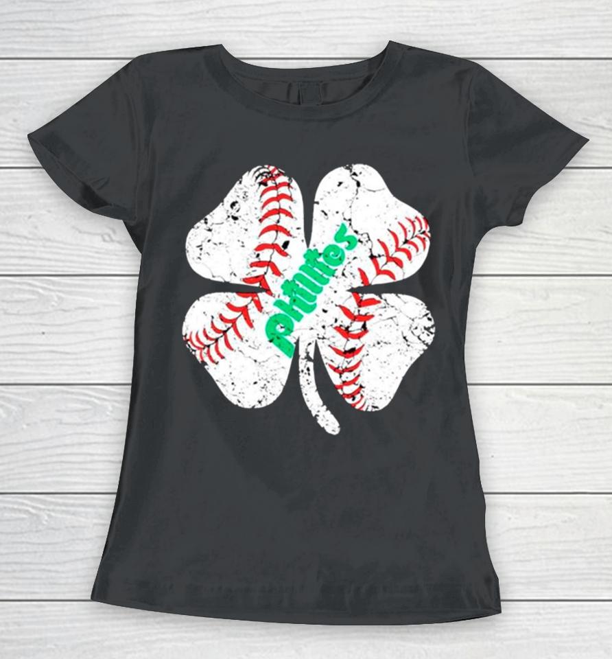 St Patricks Day Baseball Shamrock Phillies Women T-Shirt