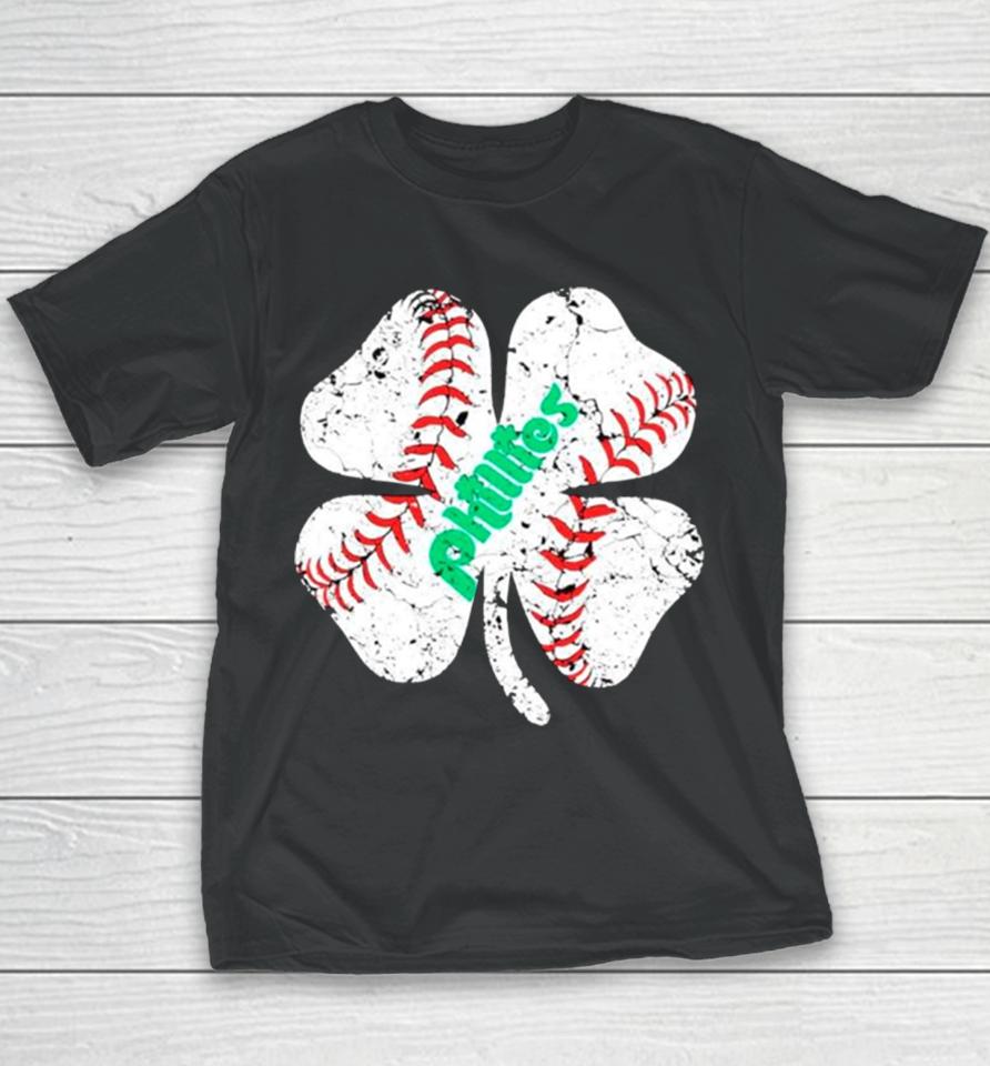 St Patricks Day Baseball Shamrock Phillies Youth T-Shirt