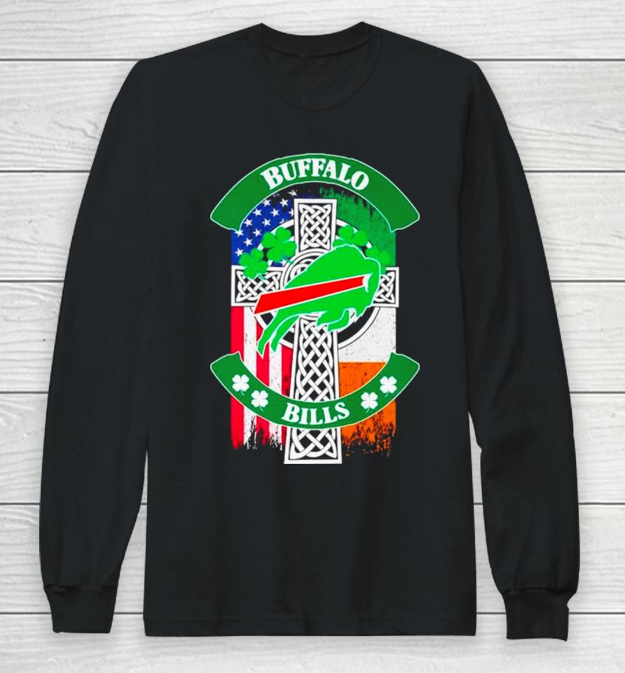 St Patrick’s Day Buffalo Bills Usa And Ireland Flag Long Sleeve T-Shirt