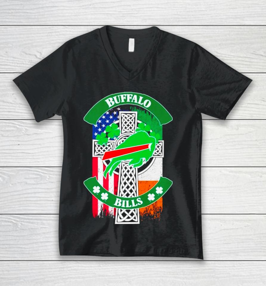 St Patrick’s Day Buffalo Bills Usa And Ireland Flag Unisex V-Neck T-Shirt