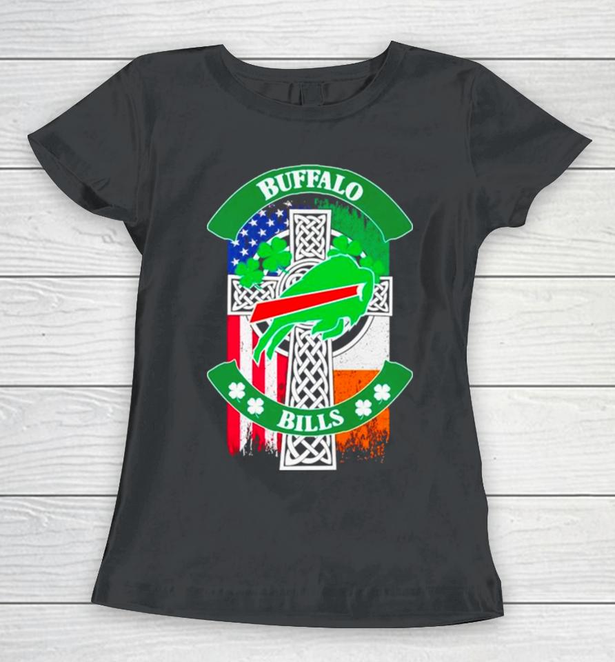 St Patrick’s Day Buffalo Bills Usa And Ireland Flag Women T-Shirt