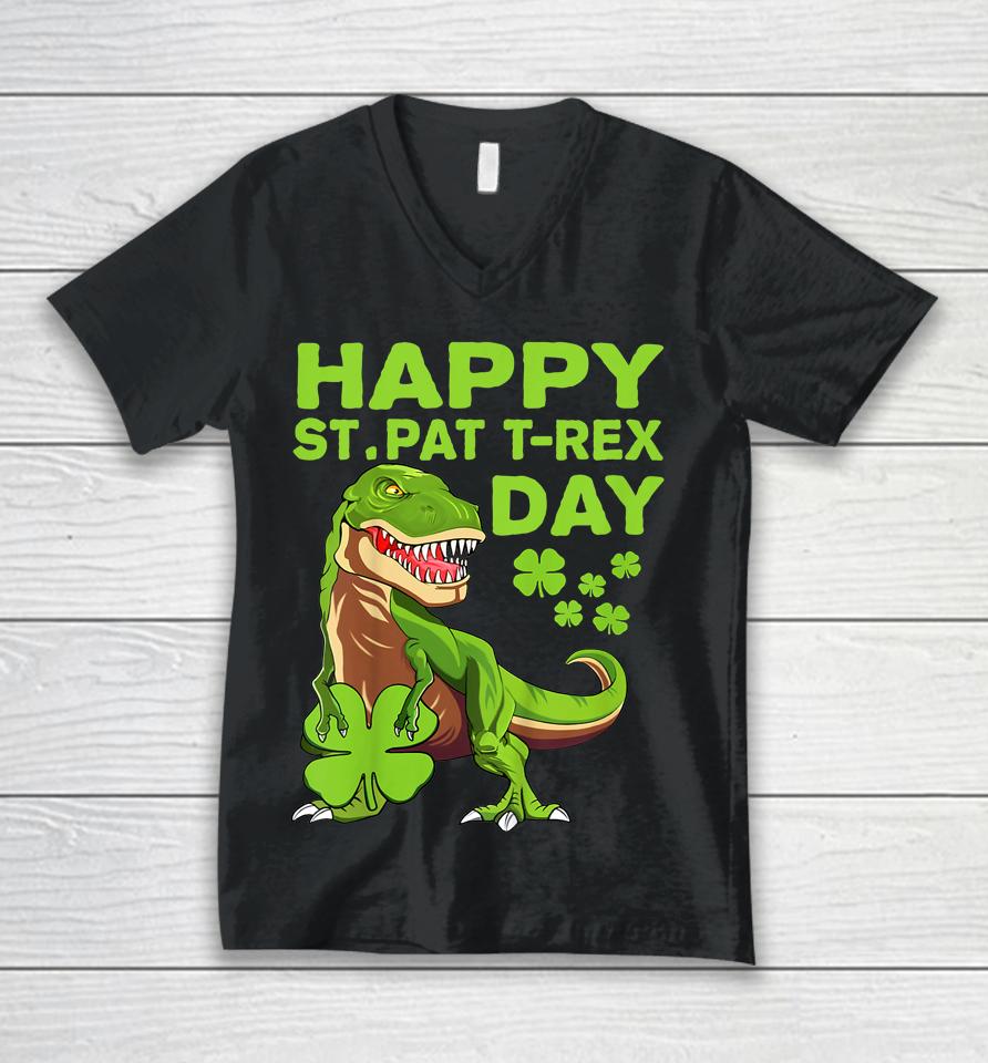 St Patricks Day Happy St Pat Trex Dinosaur Irish Boy Toddler Unisex V-Neck T-Shirt