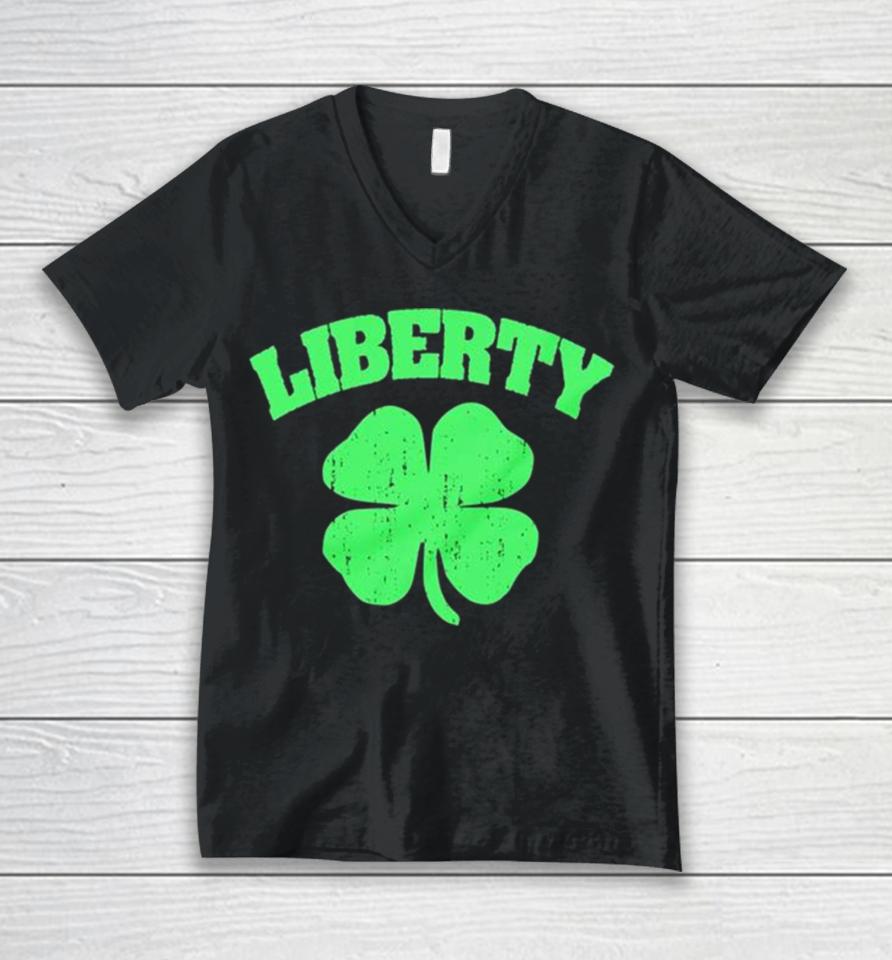 St Patrick’s Day Liberty Shamrock Unisex V-Neck T-Shirt