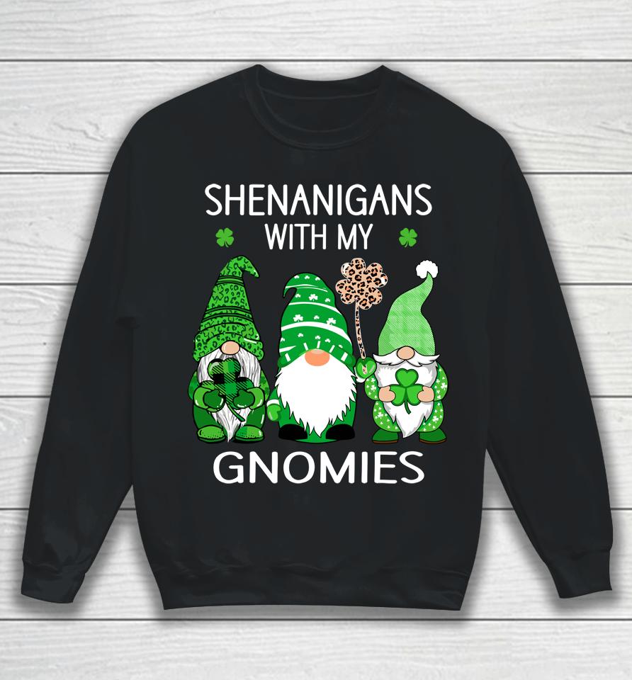 St Patricks Day Lucky Shamrock Leopard Gnomes Irish Sweatshirt