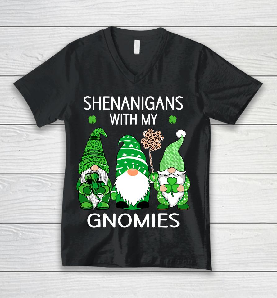 St Patricks Day Lucky Shamrock Leopard Gnomes Irish Unisex V-Neck T-Shirt