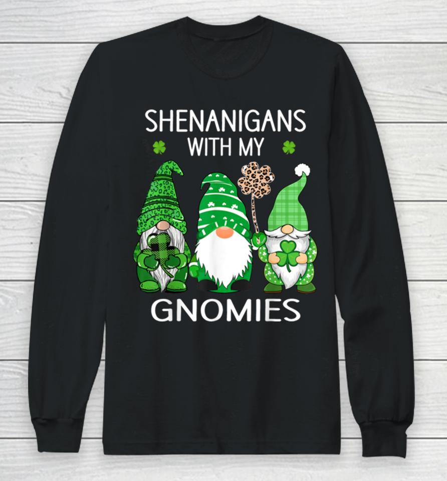 St Patricks Day Lucky Shamrock Leopard Gnomes Irish Women Long Sleeve T-Shirt