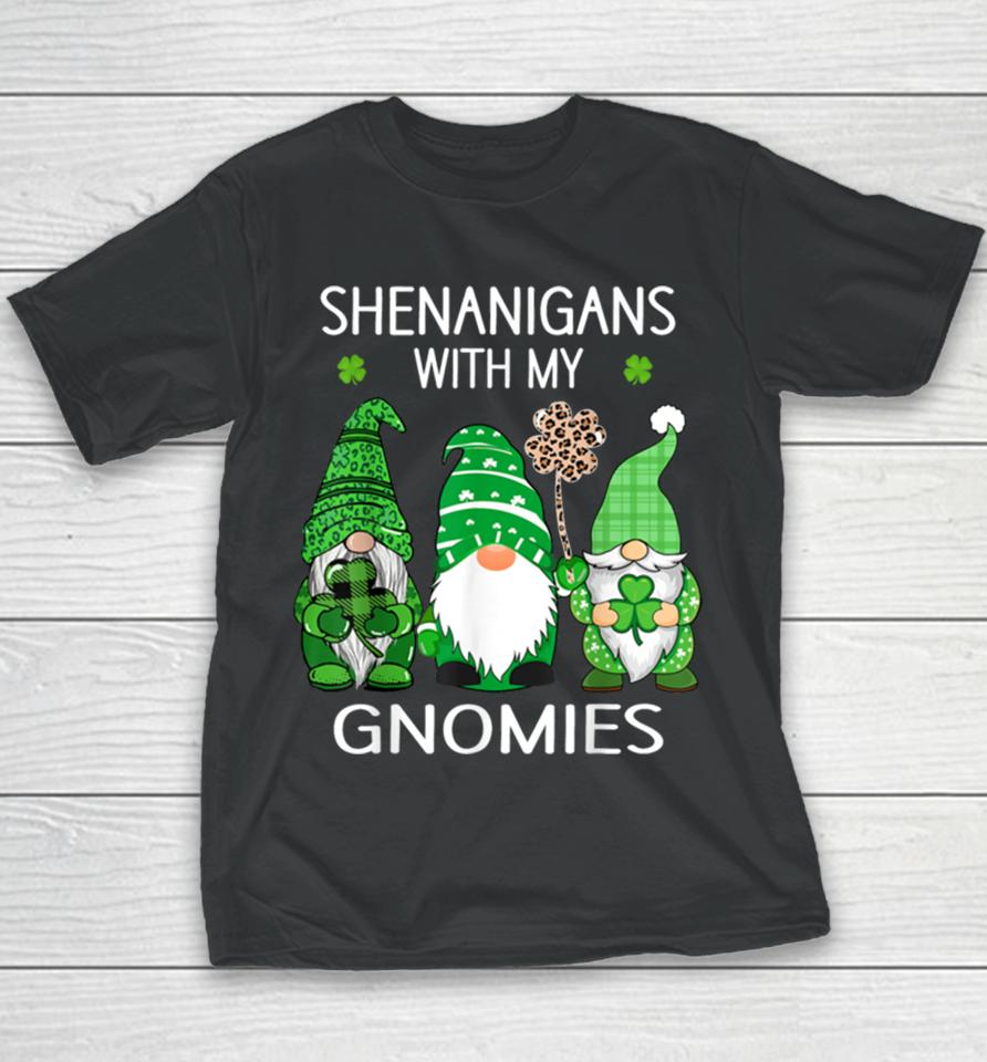 St Patricks Day Lucky Shamrock Leopard Gnomes Irish Women Youth T-Shirt