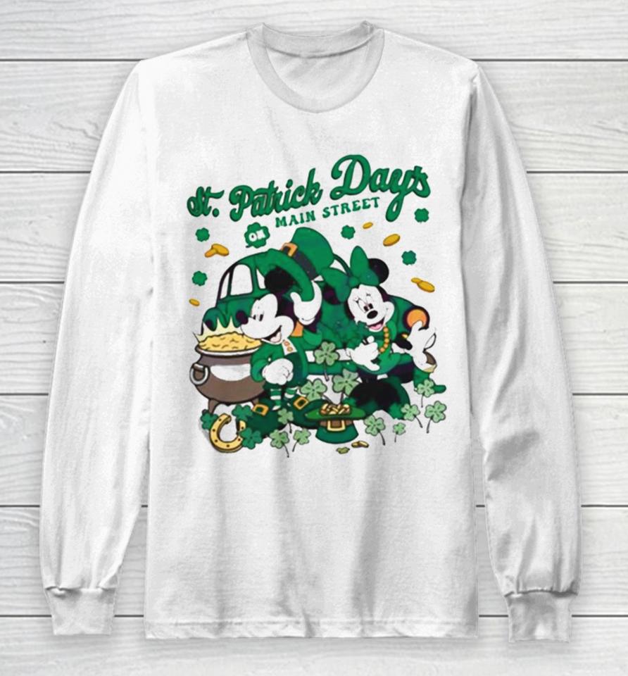 St Patricks Day On Main Street Mickey And Minnie Long Sleeve T-Shirt