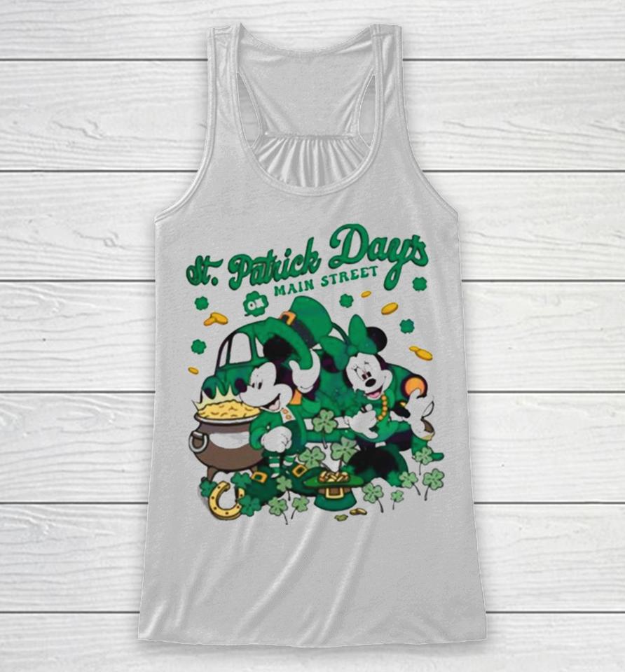 St Patricks Day On Main Street Mickey And Minnie Racerback Tank