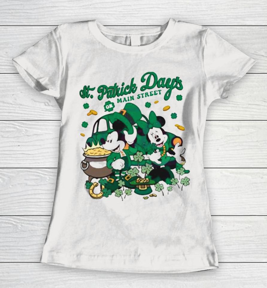 St Patricks Day On Main Street Mickey And Minnie Women T-Shirt