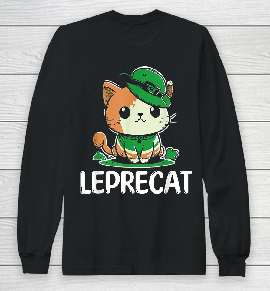 St Patricks Day Parade Leprecat Funny Irish Cat Long Sleeve T-Shirt