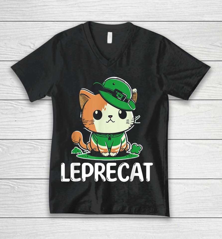 St Patricks Day Parade Leprecat Funny Irish Cat Unisex V-Neck T-Shirt