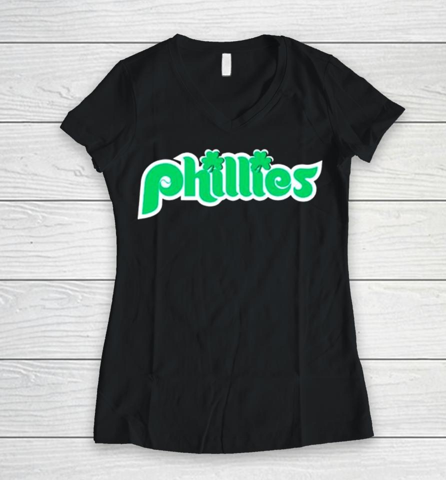 St Patrick’s Day Philadelphia Phillies Baseball Women V-Neck T-Shirt