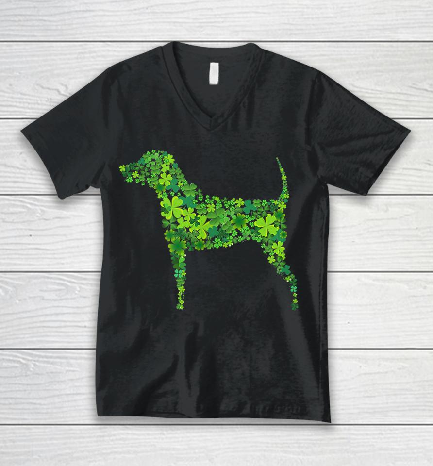 St Patrick's Day Shamrock Dog Unisex V-Neck T-Shirt