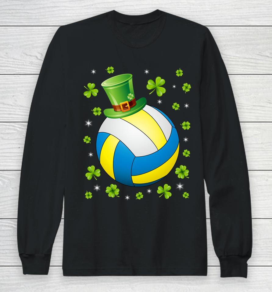 St Patrick's Day Volleyball Irish Hat Shamrock Clover Long Sleeve T-Shirt