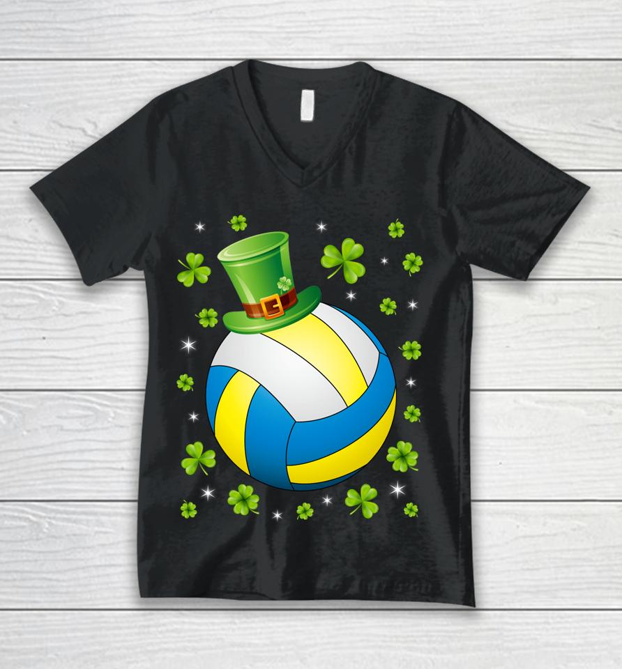 St Patrick's Day Volleyball Irish Hat Shamrock Clover Unisex V-Neck T-Shirt