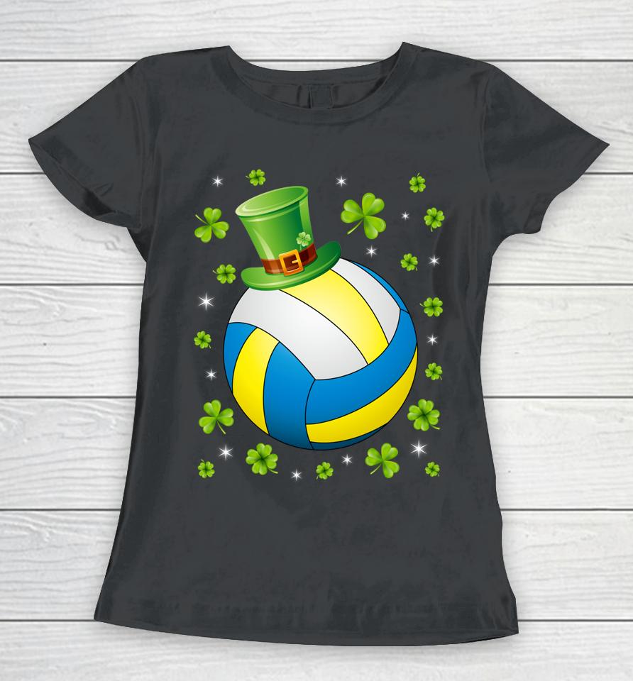 St Patrick's Day Volleyball Irish Hat Shamrock Clover Women T-Shirt