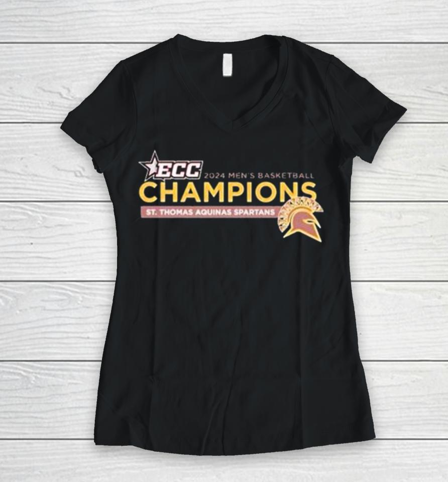 St Thomas Aquinas Spartans 2024 Ecc Men’s Basketball Champions Women V-Neck T-Shirt