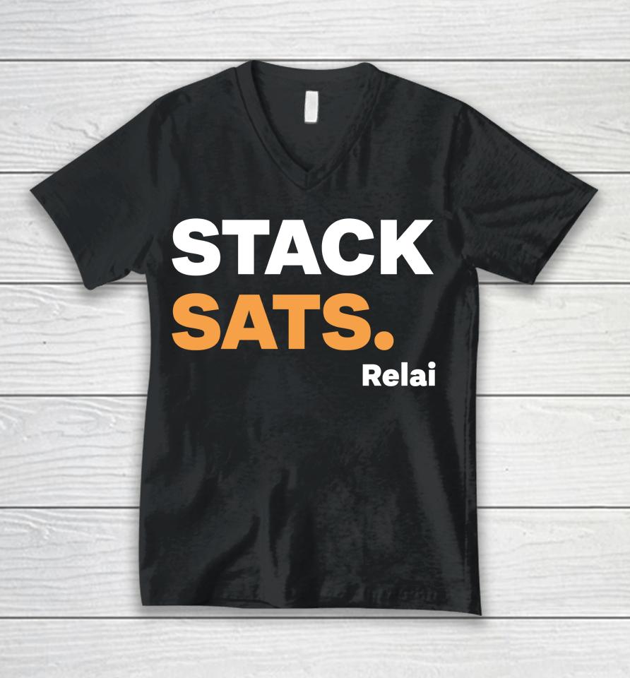 Stack Sats Relai Unisex V-Neck T-Shirt