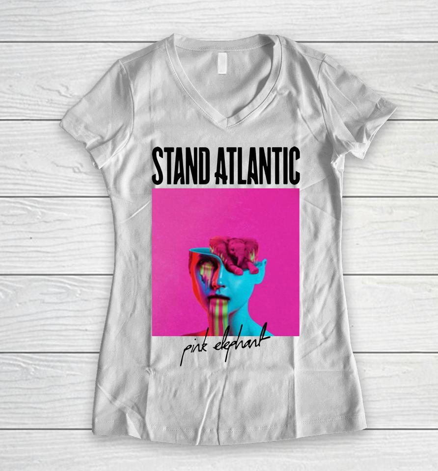 Stand Atlantic Pink Elephant Women V-Neck T-Shirt