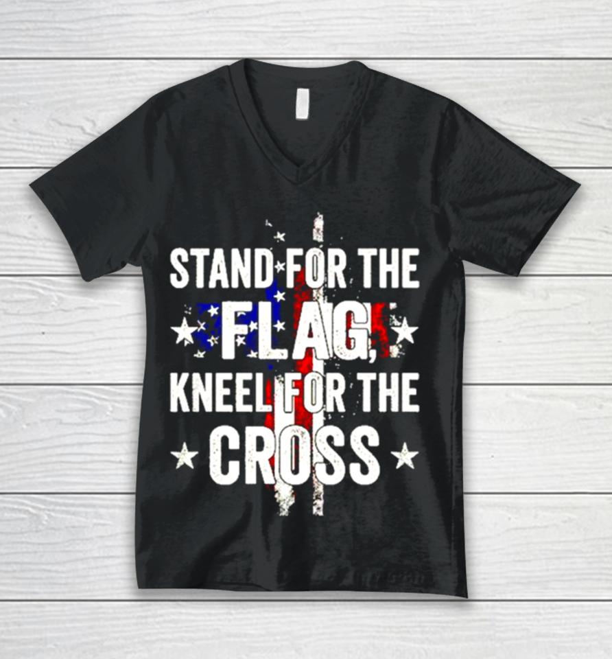 Stand For The Flag Kneel For The Cross Retro Unisex V-Neck T-Shirt