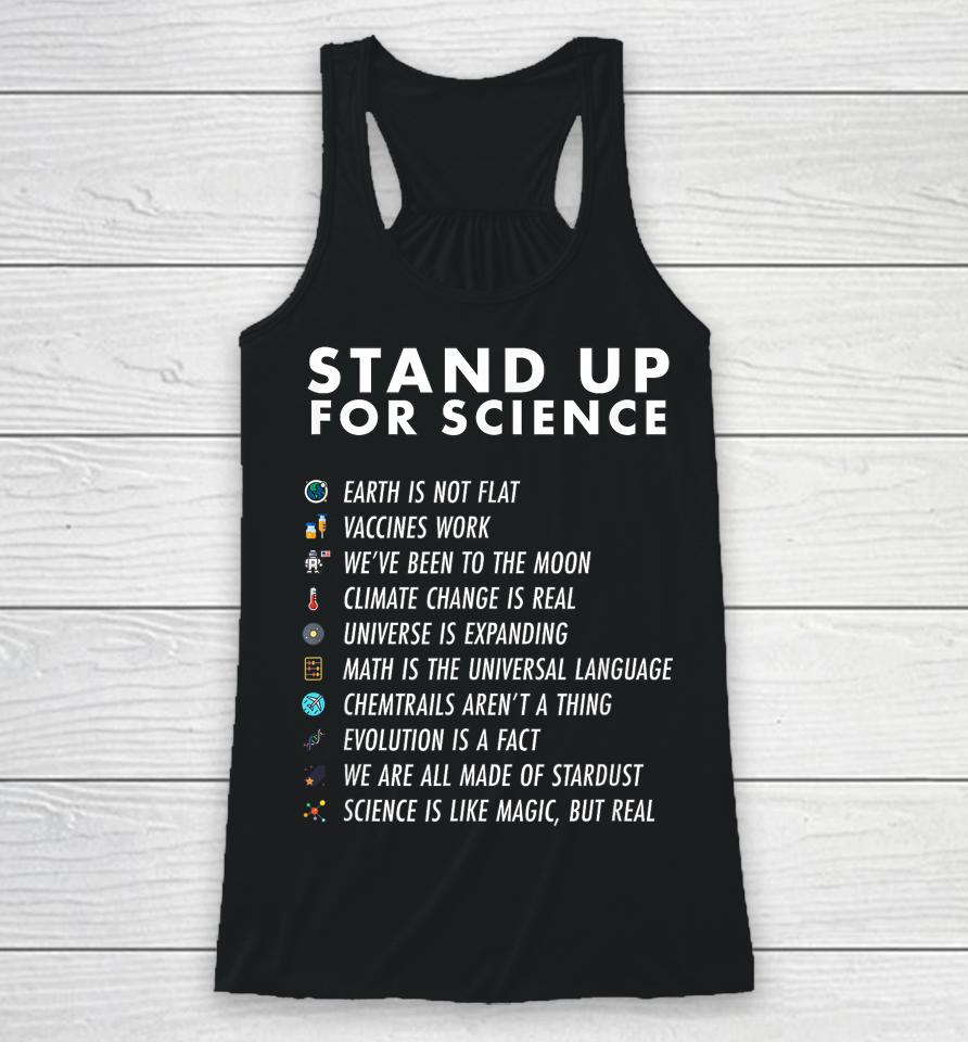 Stand Up For Science Magic But Real Earth Moon Graphic Racerback Tank