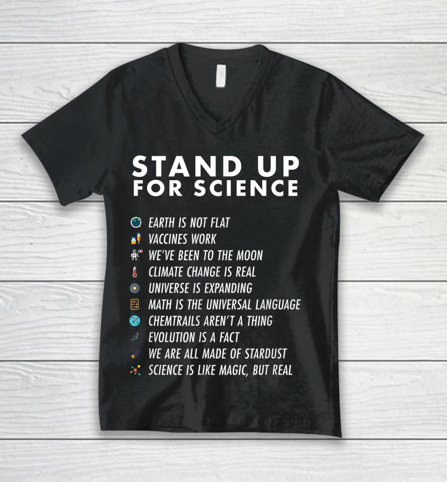 Stand Up For Science Magic But Real Earth Moon Graphic Unisex V-Neck T-Shirt