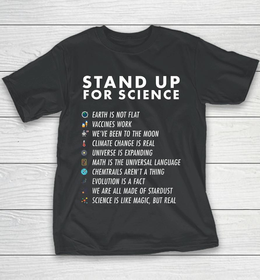 Stand Up For Science Magic But Real Earth Moon Graphic Youth T-Shirt