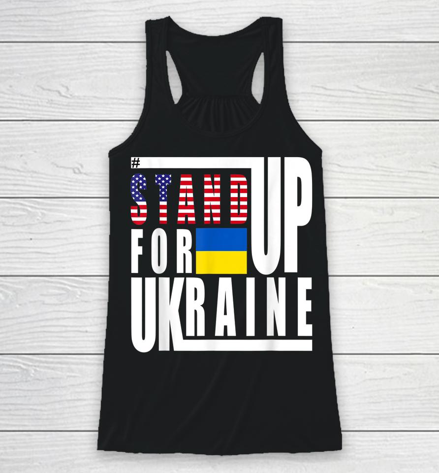 Stand Up For Ukraine Support Us American Flag Racerback Tank