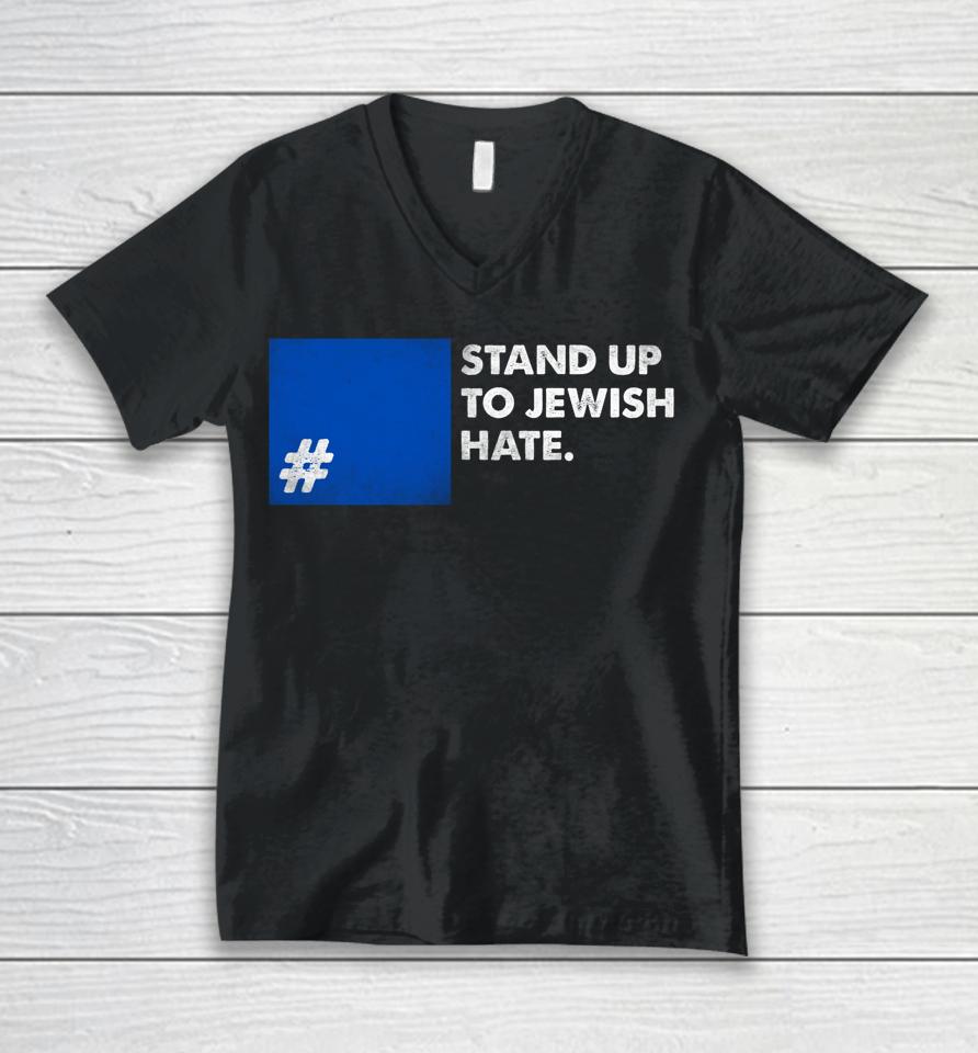 Stand Up To Jewish Hate Blue Square Support Israel Unisex V-Neck T-Shirt