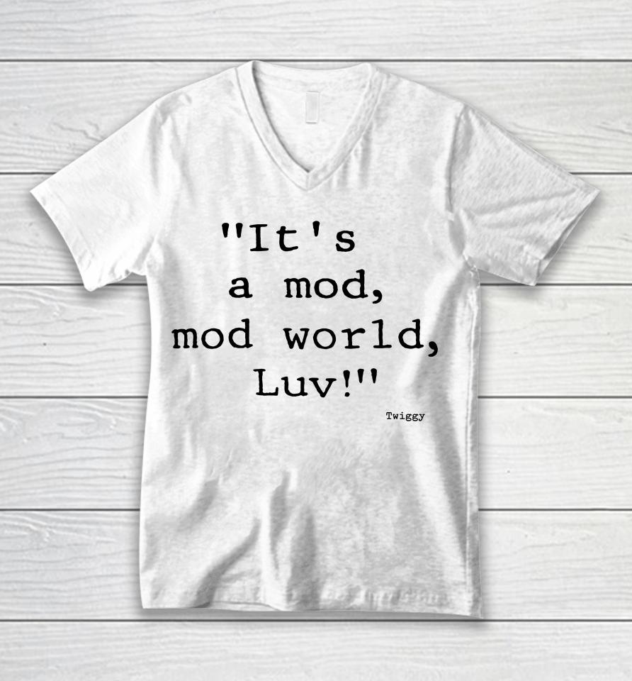 Stanley Desantis It's A Mod Mod World Luv Unisex V-Neck T-Shirt