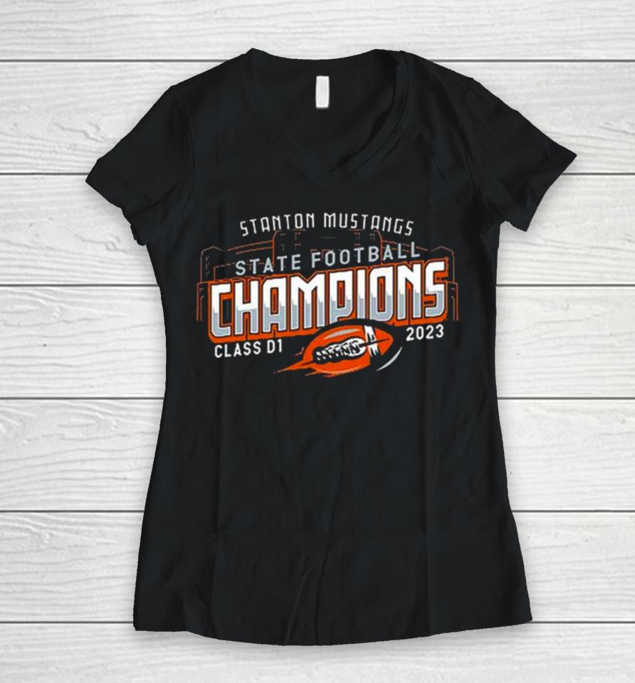 Stanton State Football Champions 2023 Class D1 Women V-Neck T-Shirt