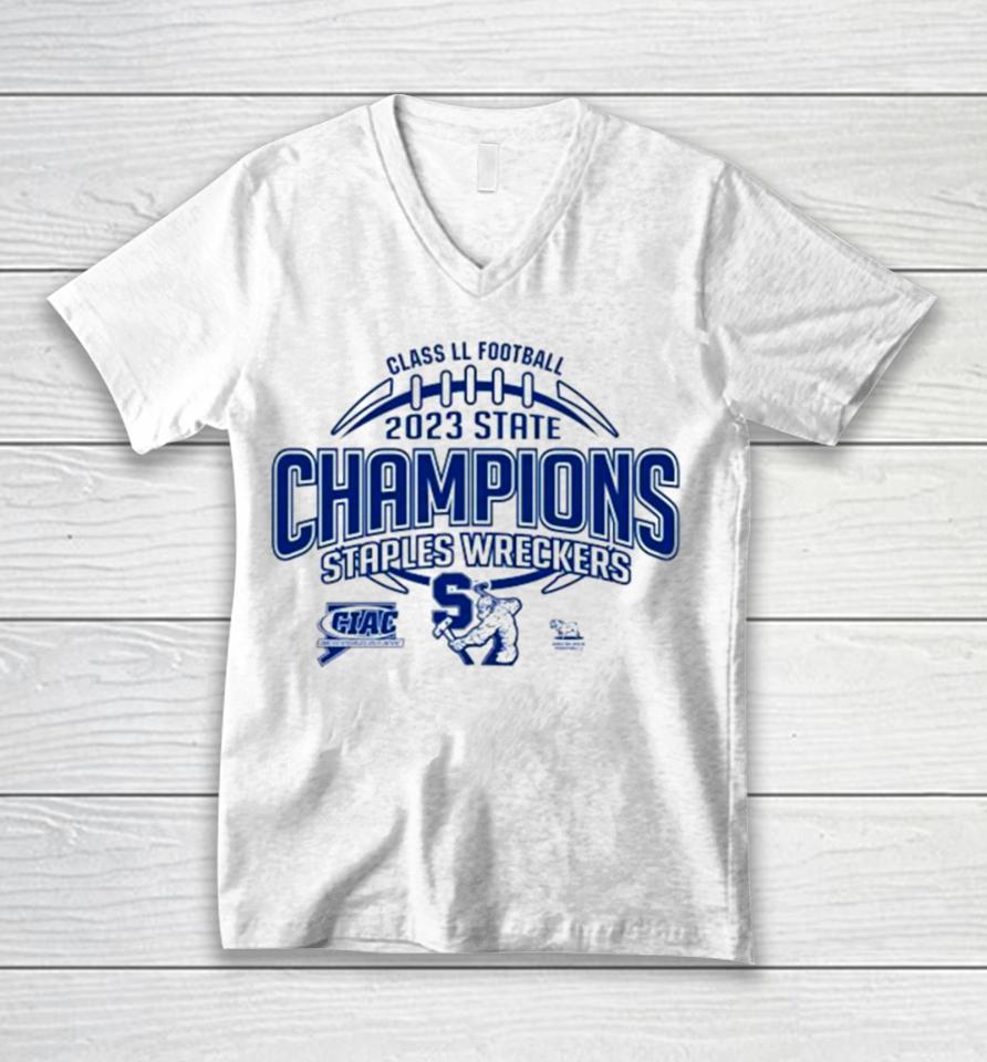 Staples Wreckers Ciac Class Ll Football 2023 State Champions Unisex V-Neck T-Shirt