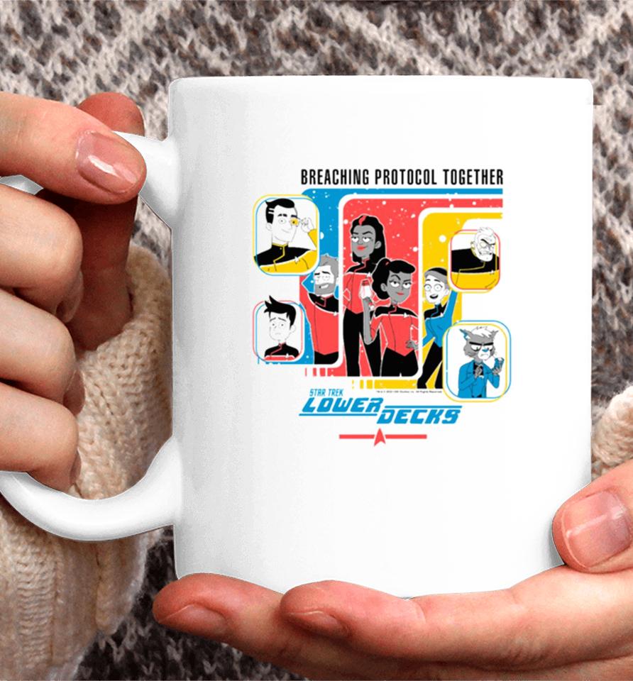 Star Trek Lower Decks Breaching Protocol Together Poster Coffee Mug