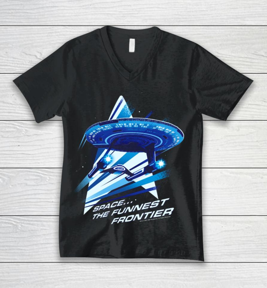 Star Trek Lower Decks Space… The Funnest Frontier Starship Logo Unisex V-Neck T-Shirt