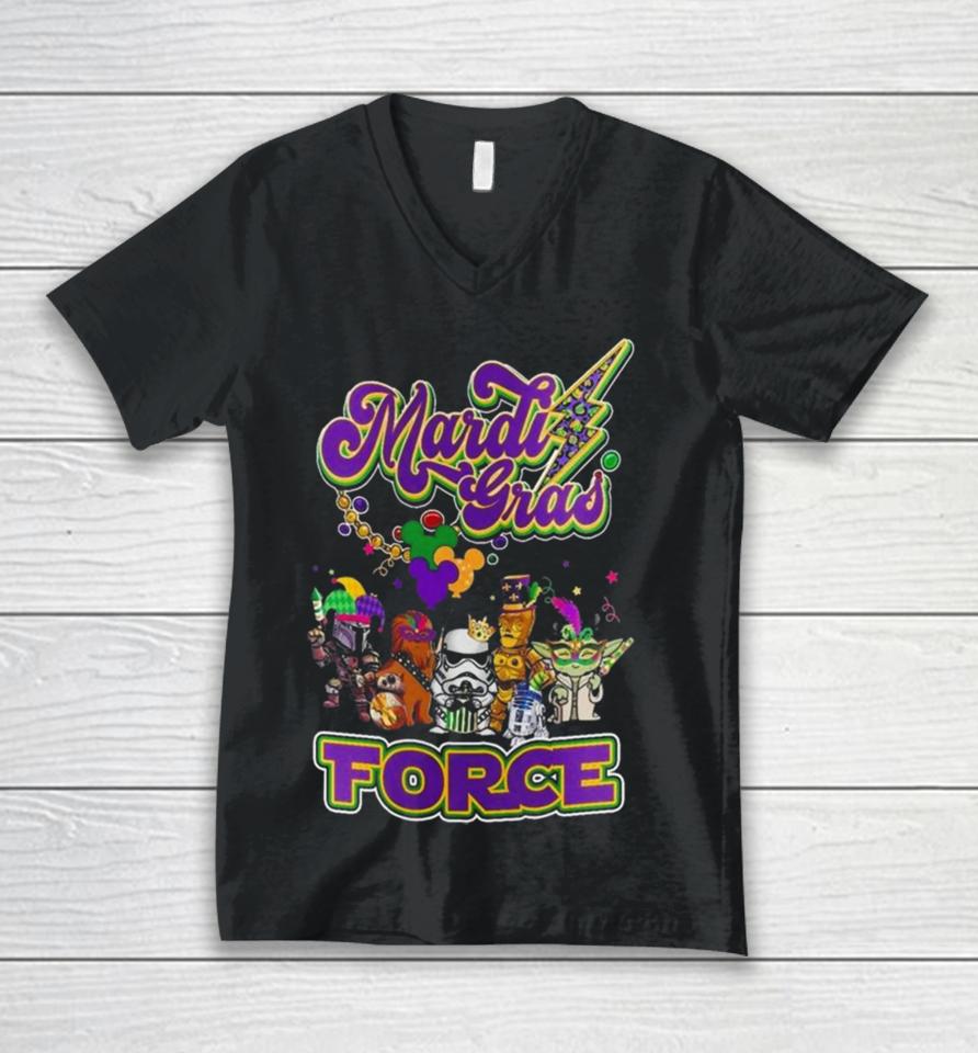 Star War Baby Yoda Mardi Gras Force Unisex V-Neck T-Shirt